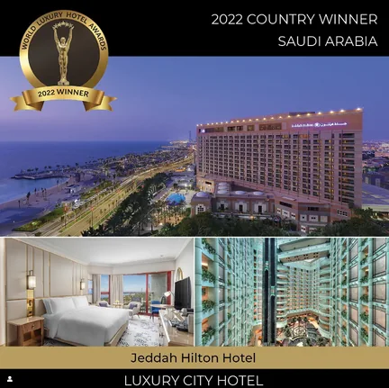 Jeddah Hilton celebrating its 2022 Country Winner award for Saudi Arabia